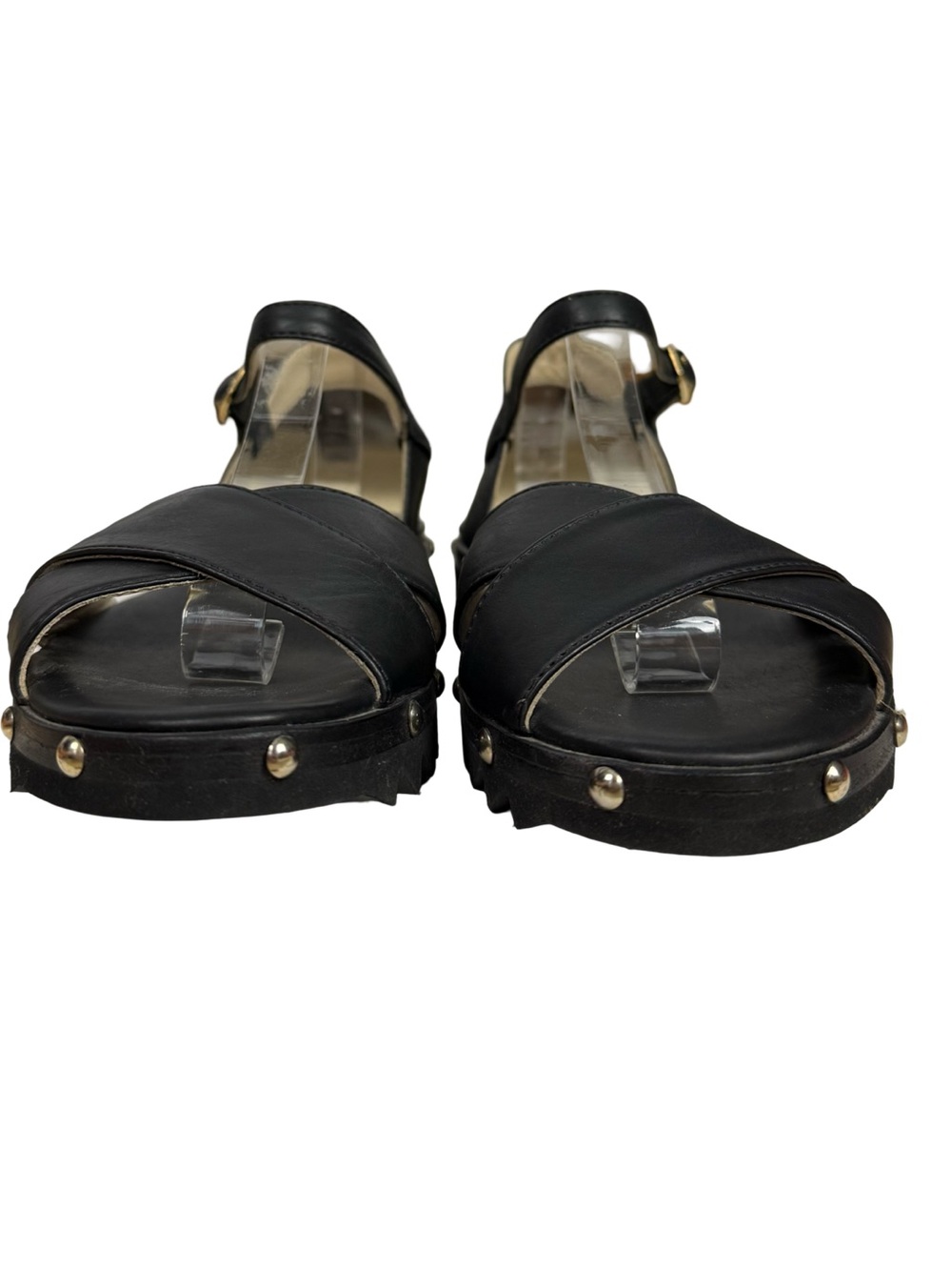 Agl Black Studded Leather Sandals Lug Soles Women’s Size 6.5 EUC - Picture 3 of 9